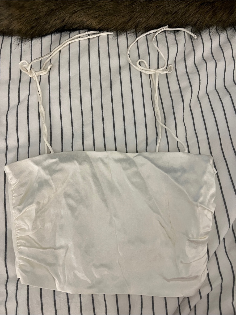 Zara White Satin Tie-String Camisole